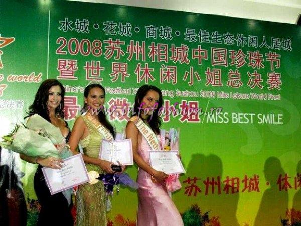 Miss Philippines won the `Best Smile` at Miss Leisure; 2nd Miss Netherlands and 3rd Miss Venezuela